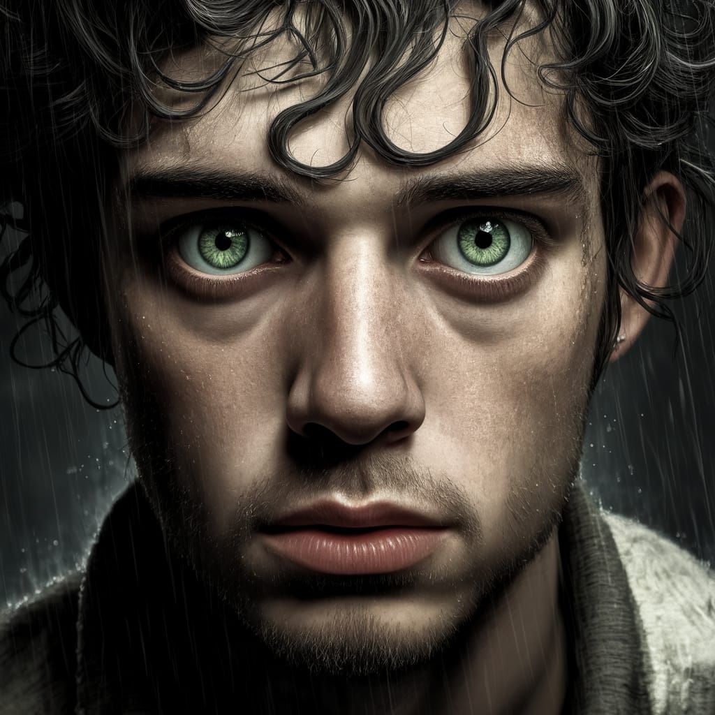 Grunge Youth's Piercing Green Eyes Demand Attention