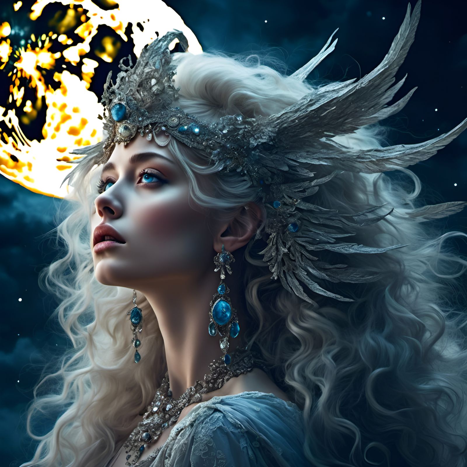 Moonlit Portrait of a Fearful Woman