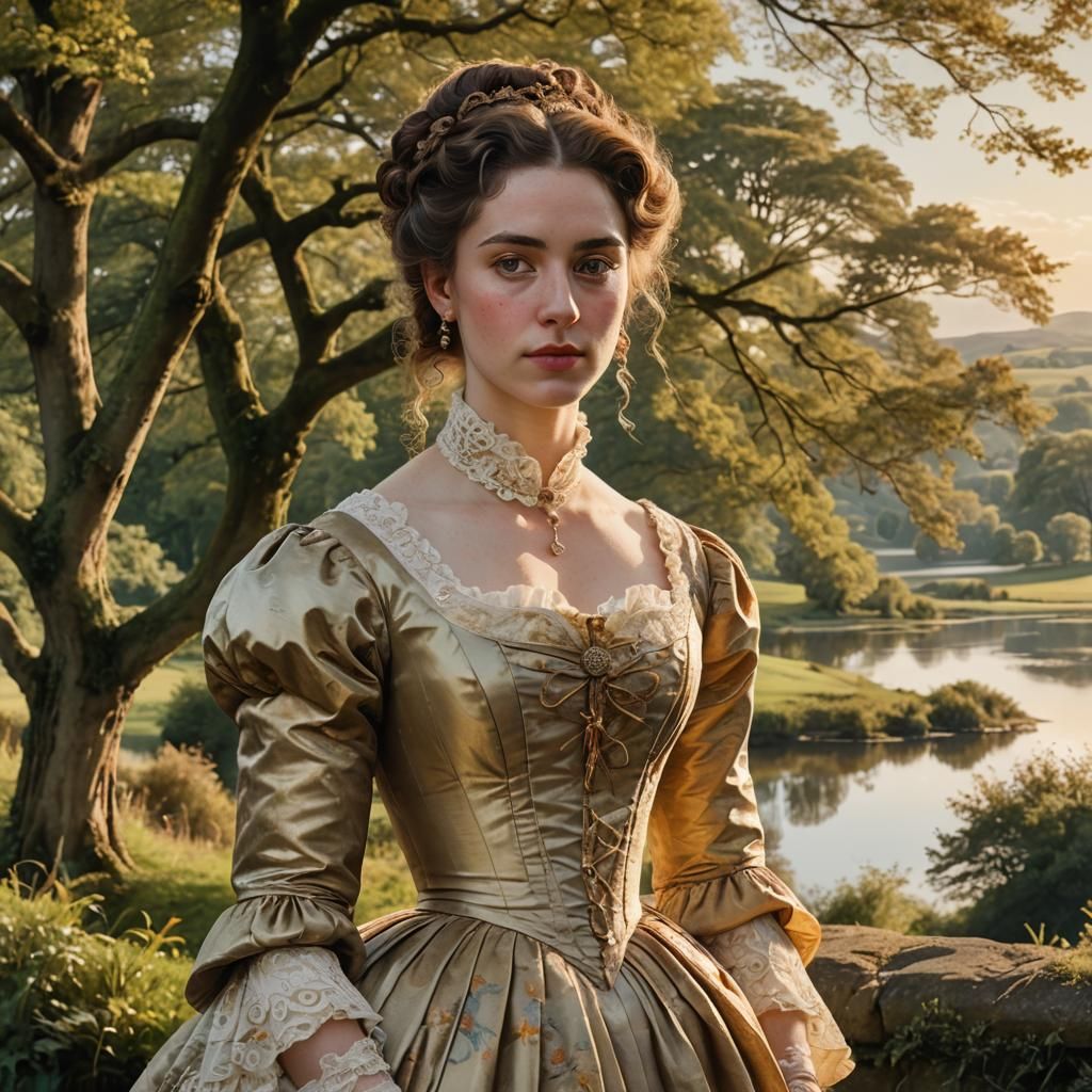 Georgian Portrait of a Woman in English Countryside