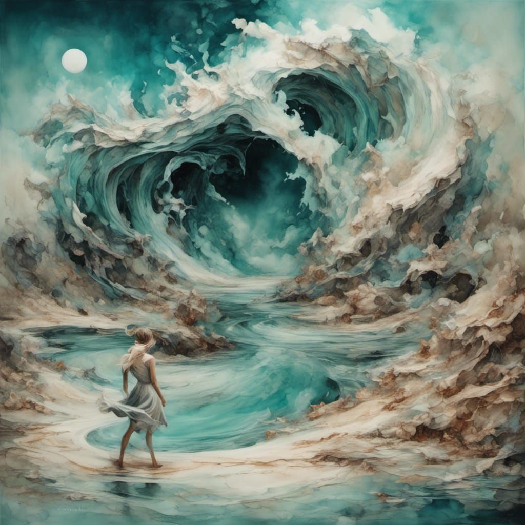 Fantasy Desert Pond Monster in 3D Book Art