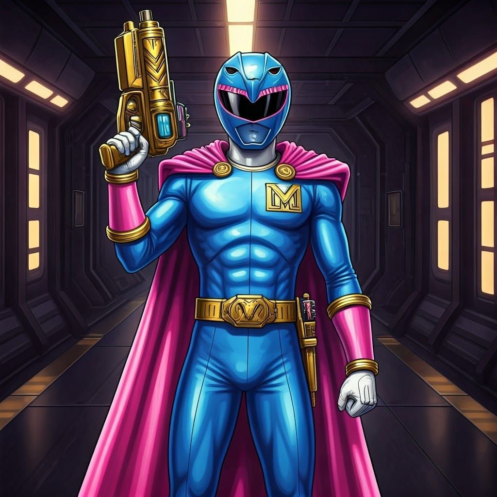 Cyberpunk Anime Superhero in Epic Battle Gear