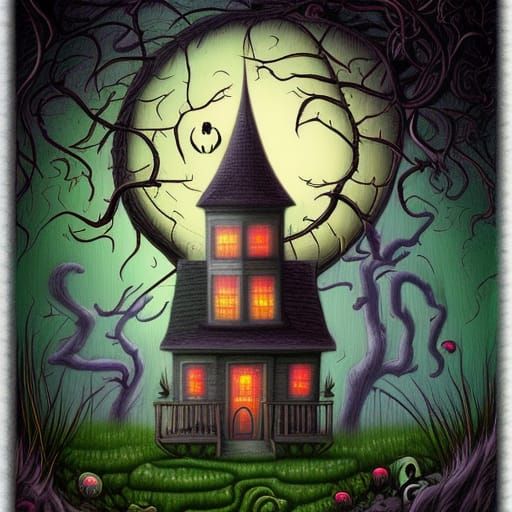 Halloween Bat in Rose Garden: Digital Art