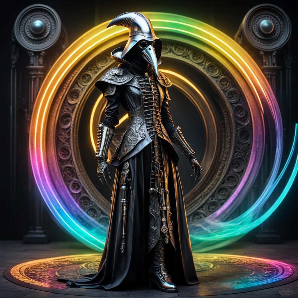 Cyberpunk Plague Doctor with Reflective Armor