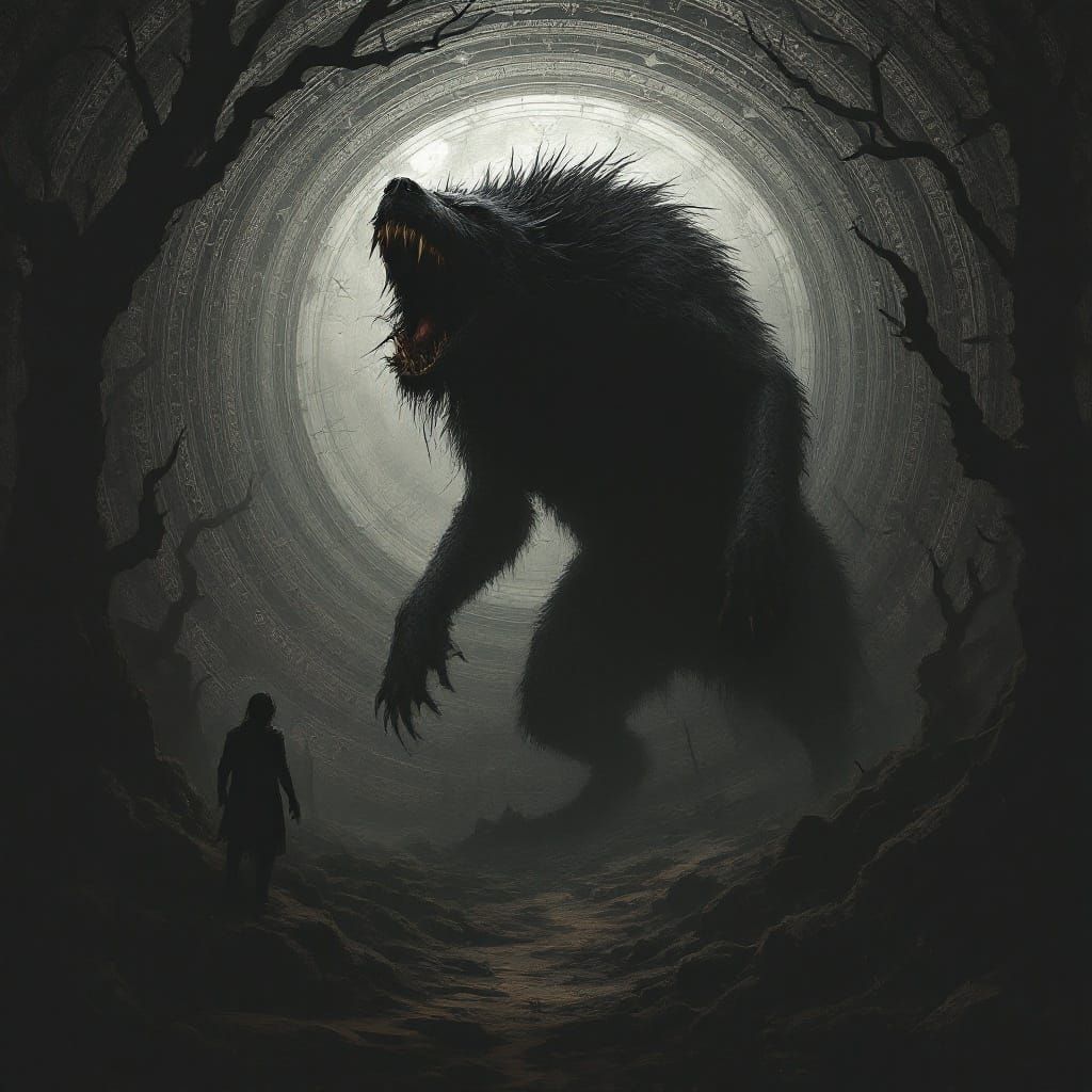 Dark Feral Dog Descends Amidst Cyclical Patterns