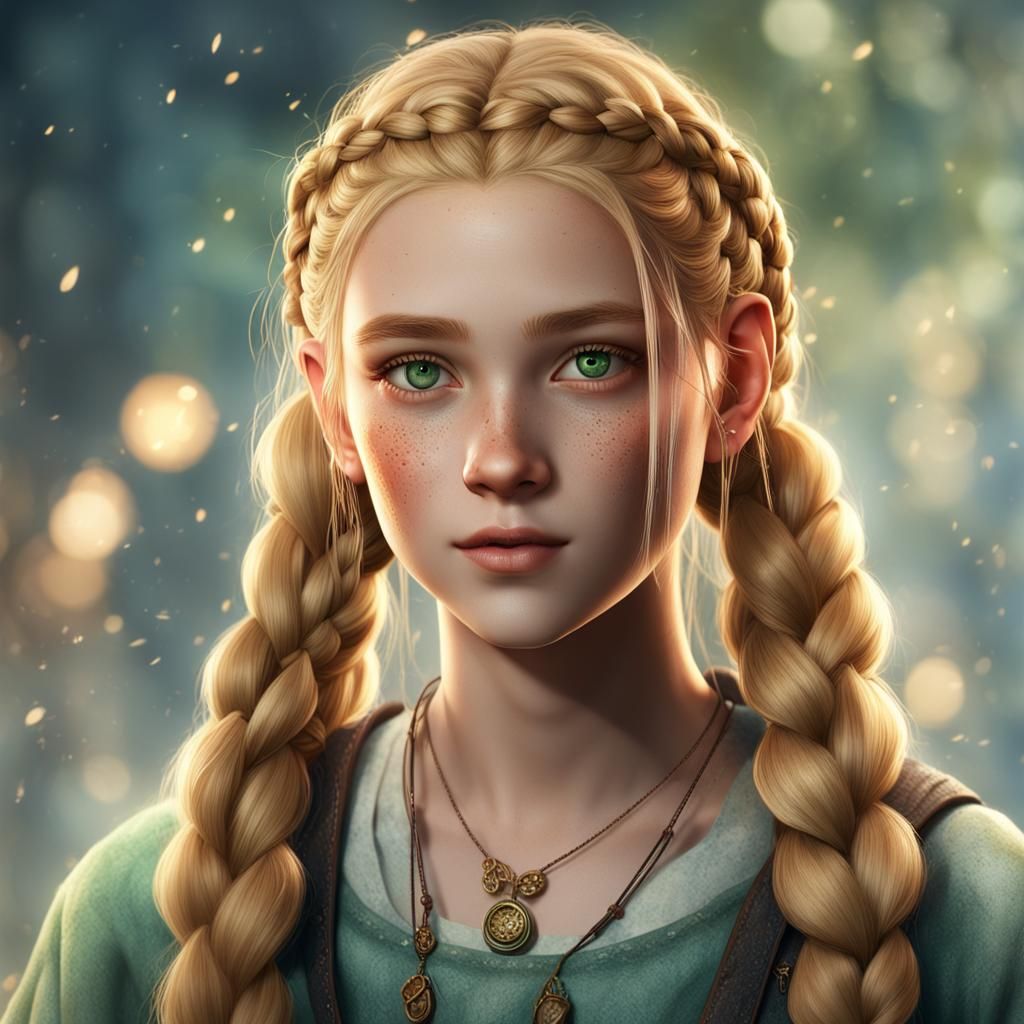 Girl with Blonde Braids: Fantasy Concept Art