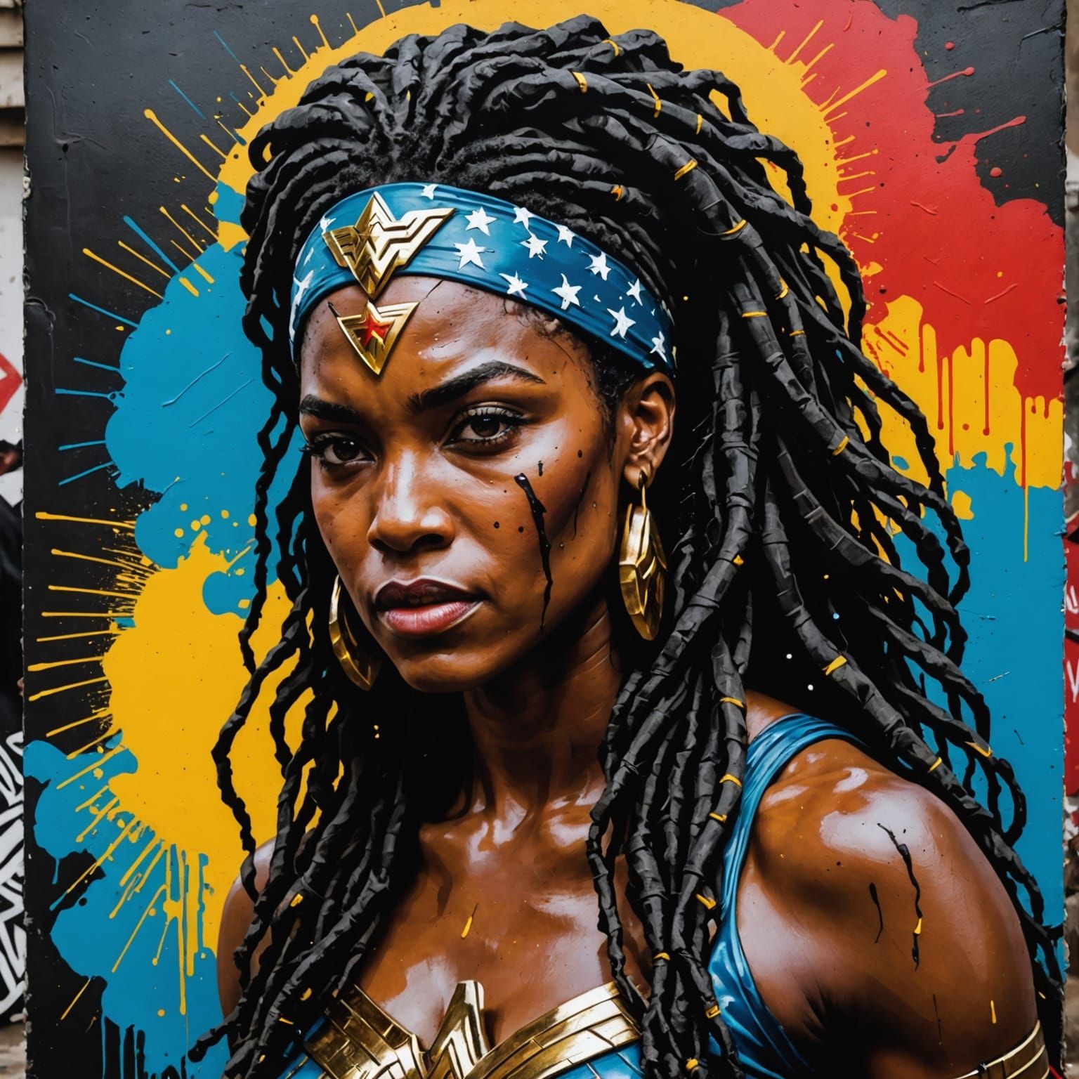 Vibrant Ghanaian Goddess in Kente Headwrap