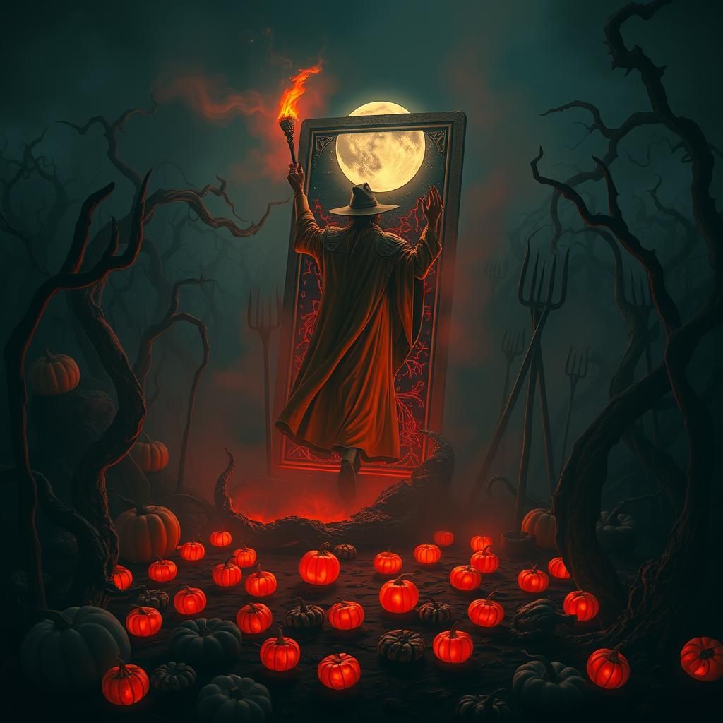 Mystical Sorcerer Emerges in Surreal Landscape