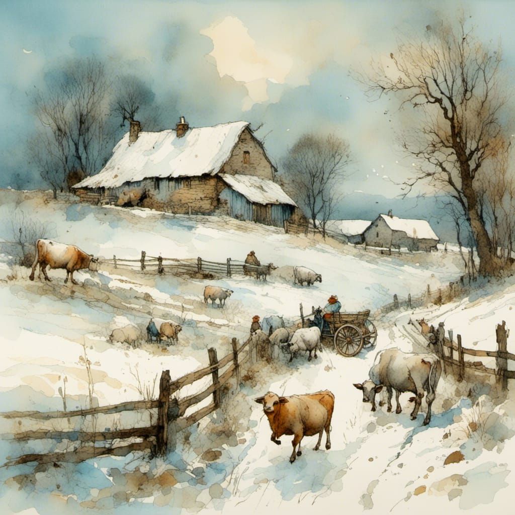 Winter Farm Scene