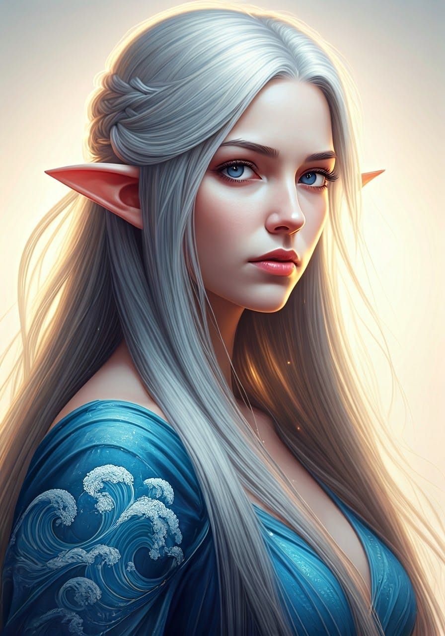 Enchanting Elven Woman in Art Nouveau Style