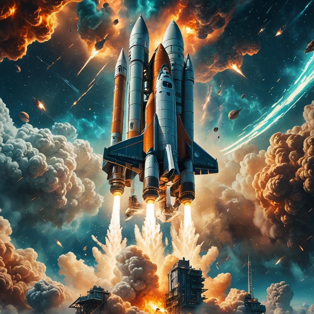 Futuristic Rocket Launch in Sci-Fi Concept Art