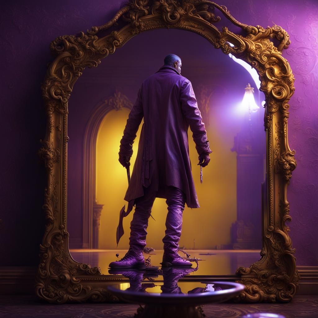 Dark Fantasy Candyman Reflected in Broken Mirror