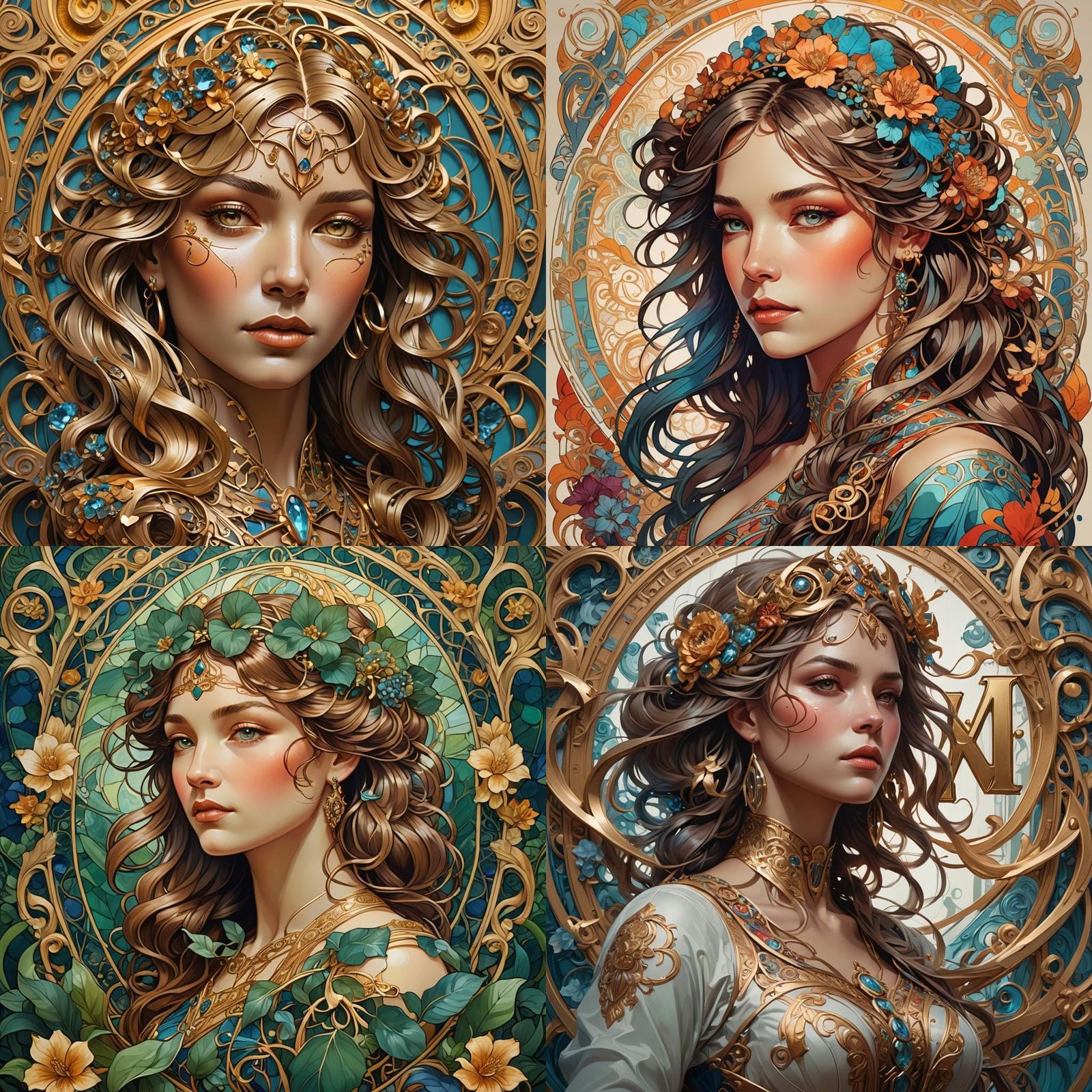 Elegant Illustrated Portrait of the Letters M Q