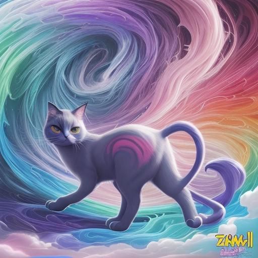 Rainbow Cat in Anime Key Visual Style
