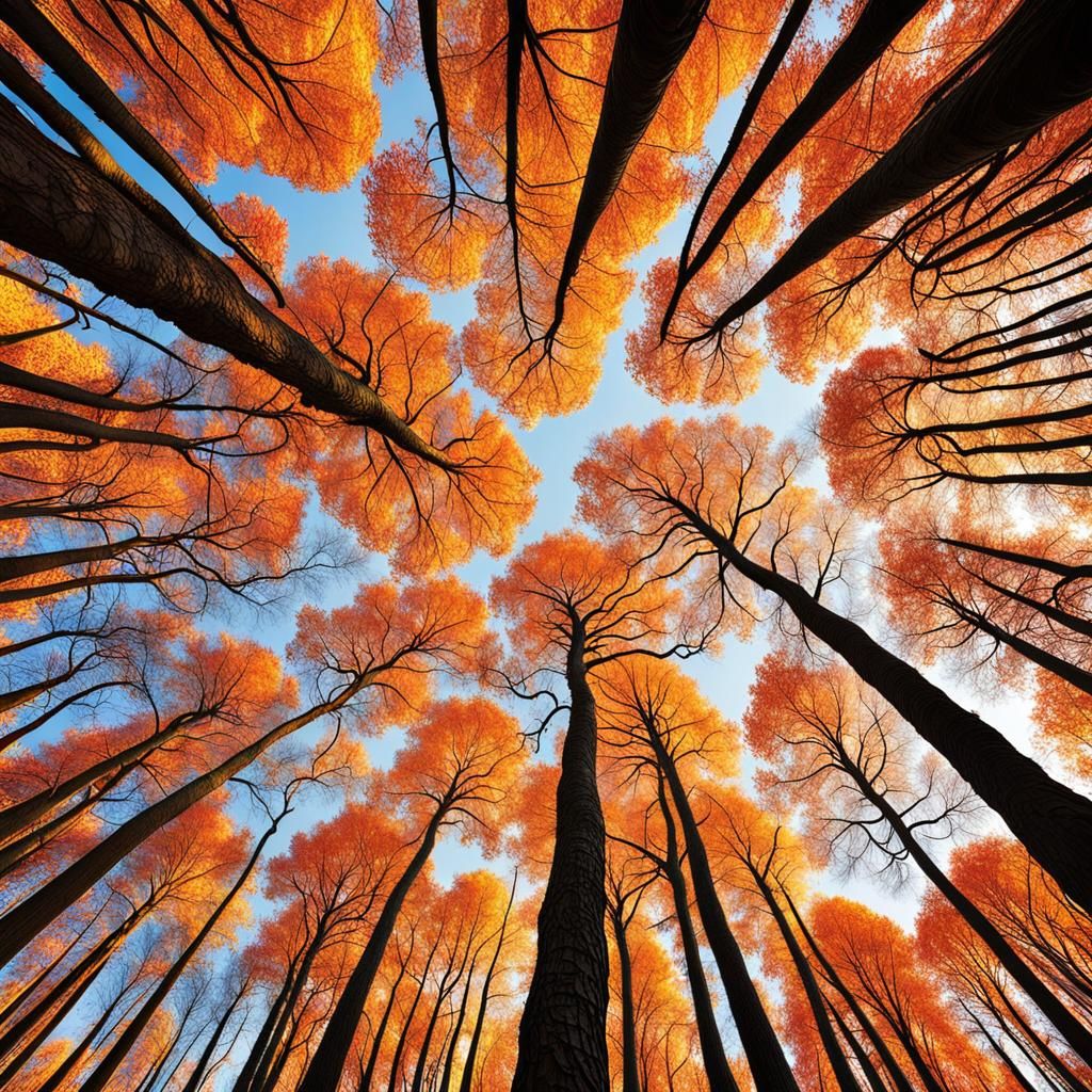 Surreal Autumn Forest Canopy with Underground Realm