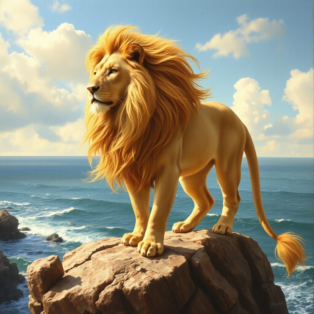 Lion with Golden Mane in Renaissance Style