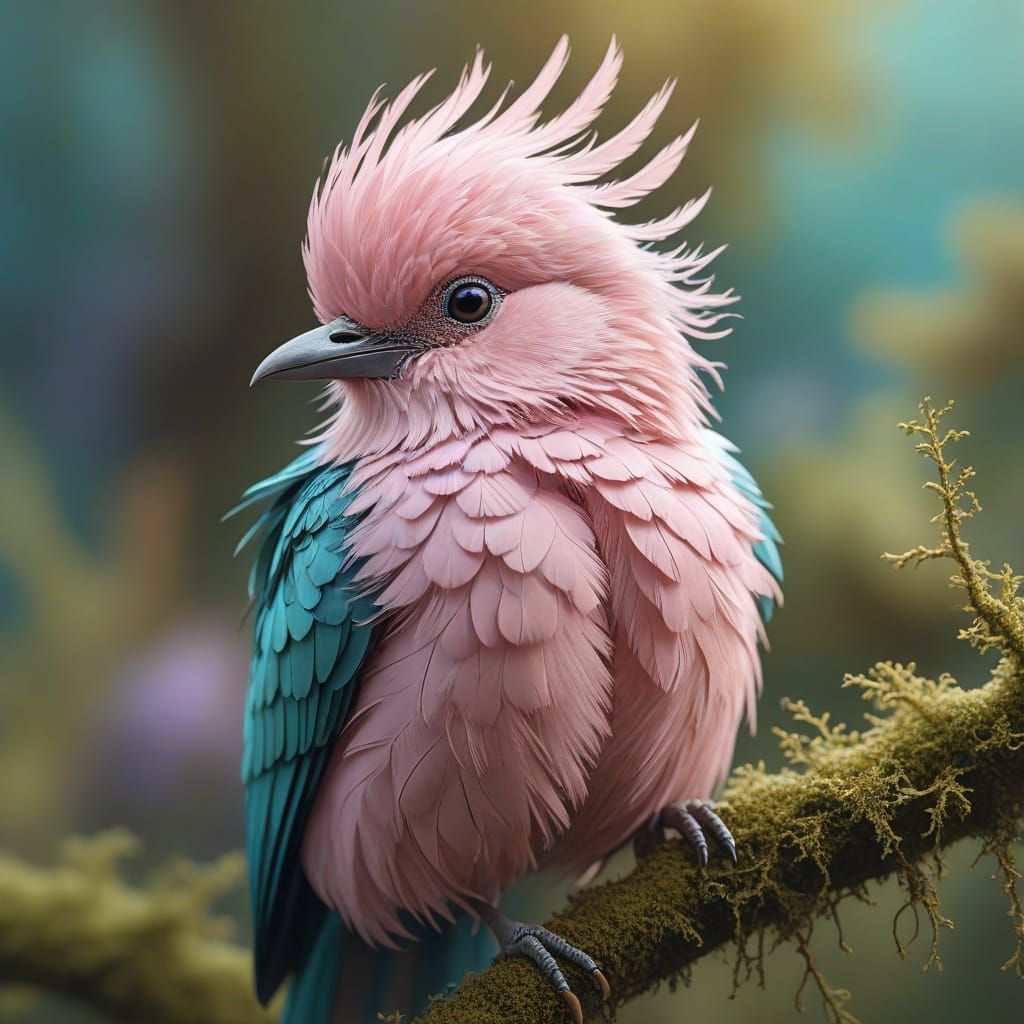 Surreal Bird with Pastel Plumage in Oil Painting Style