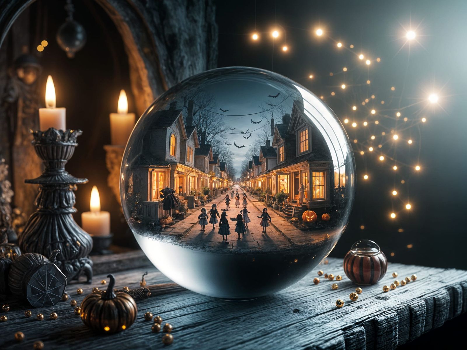 Magical Halloween Miniature Inside Glass Sphere