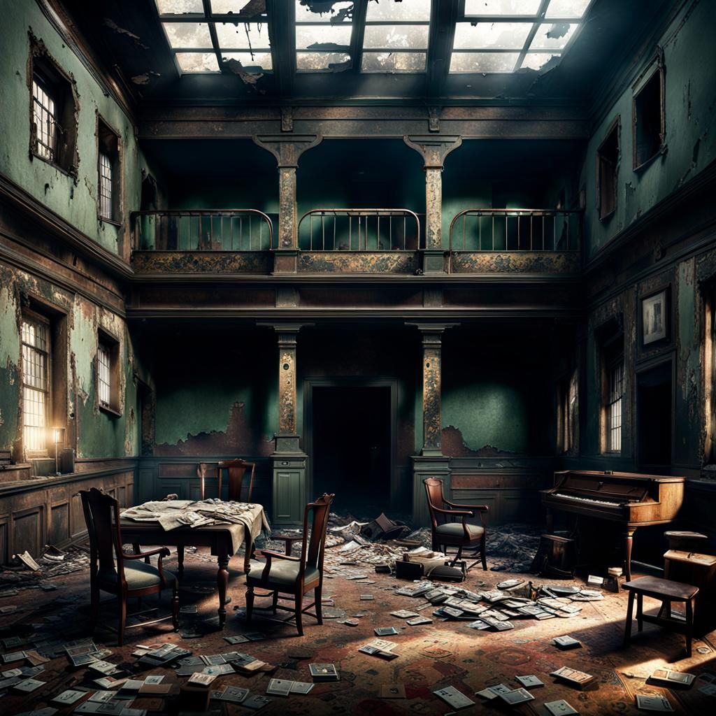 Dilapidated Asylum Ward in Digital Matte Painting