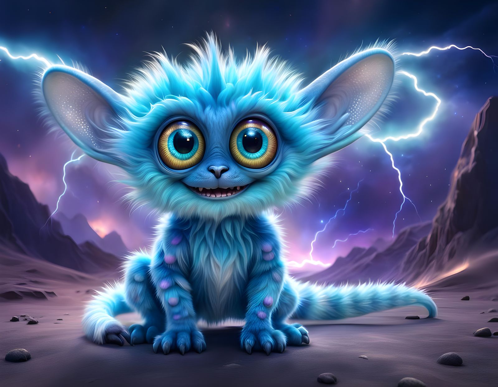 Adorable Alien Creature with Cosmic Background