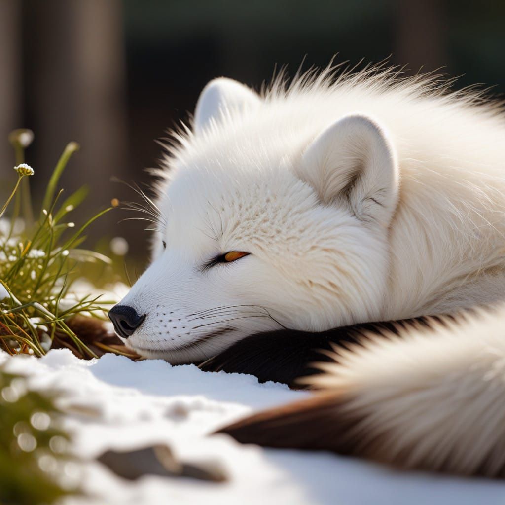 Arctic Fox in Winter Slumber