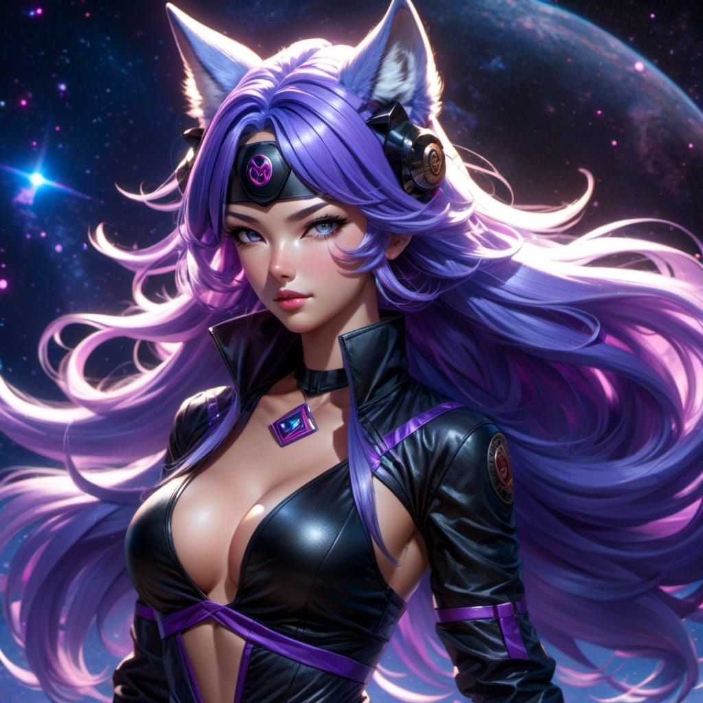 Nebula Drifter with Wolf Ears in Neon Outfit