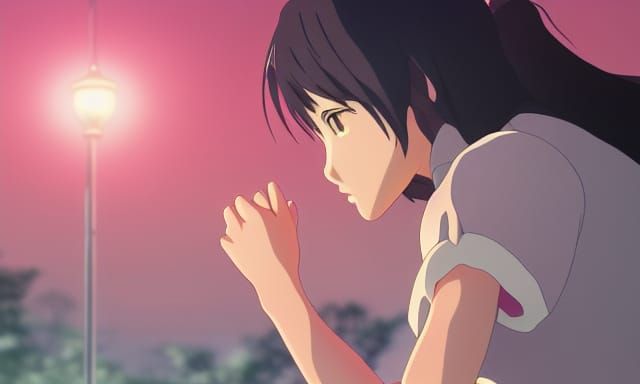 Emotional Anime Scene in Studio Ghibli Style