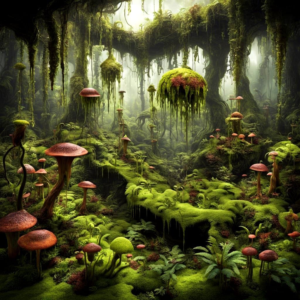Surreal Fantasy Garden with Carnivorous Plants