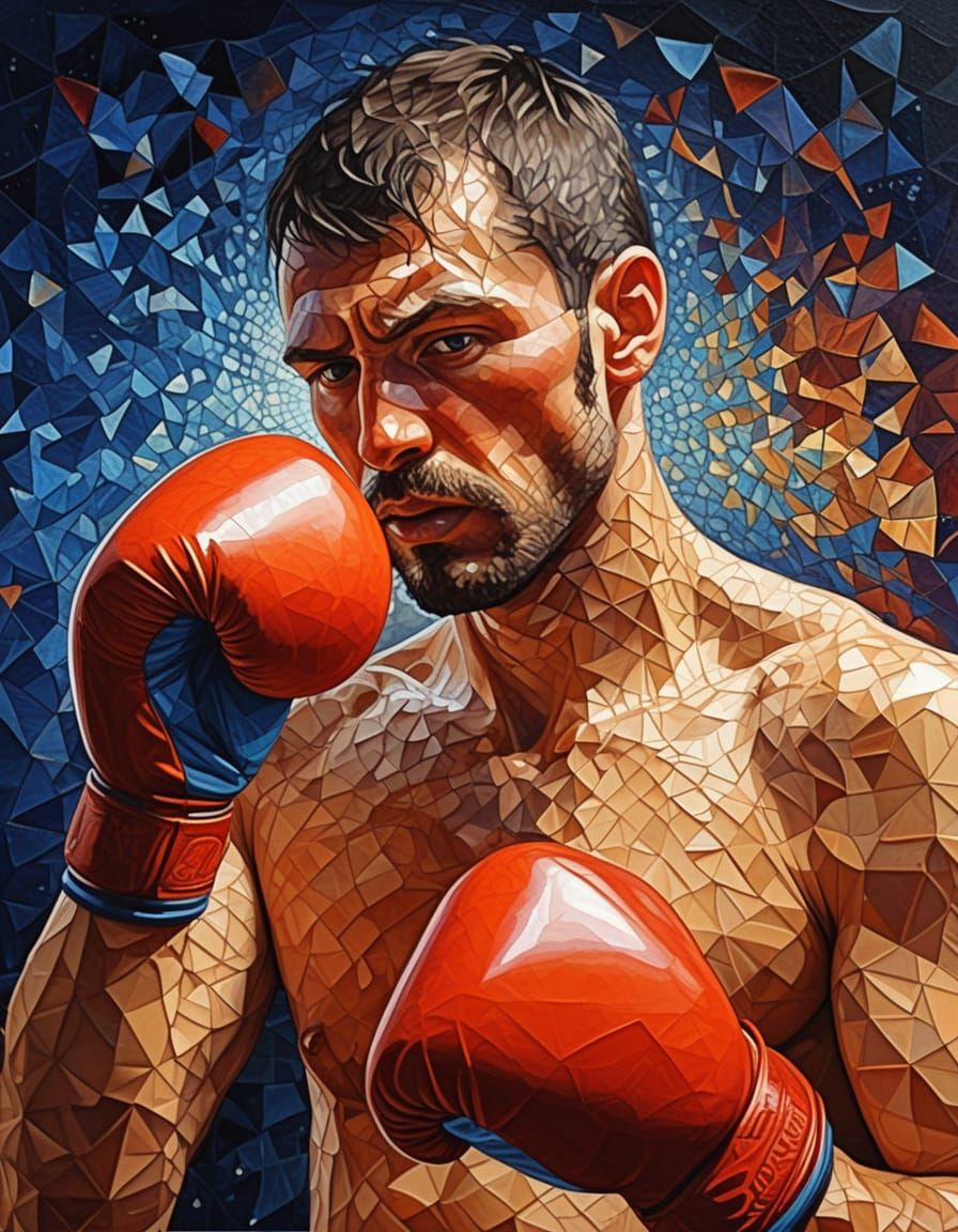 Boxing Champion in Slovenia, Maximalist Digital Matte Painti...
