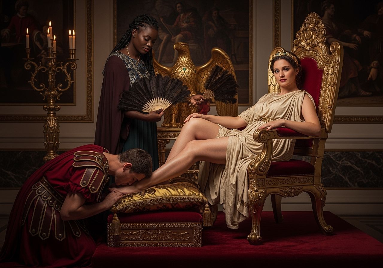 Roman Empress on Gold Eagle Throne, Renaissance Painting