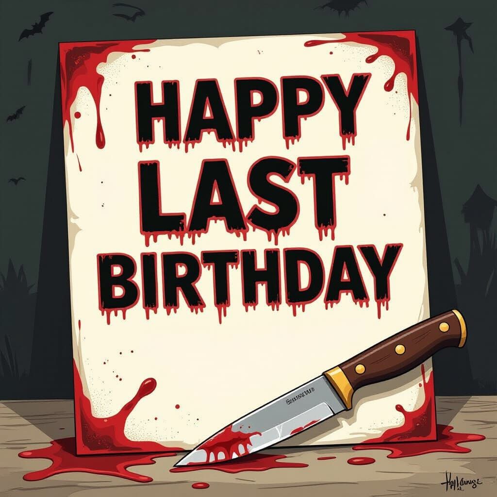 Spooky Bloodstained "Happy Last Birthday" Card