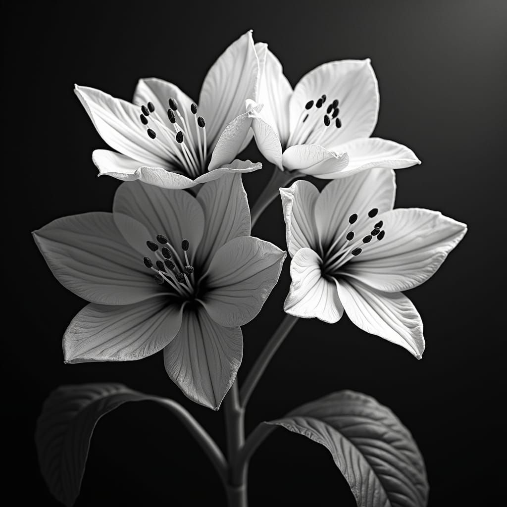 Intricate Flower Bouquet Outline in Black and White