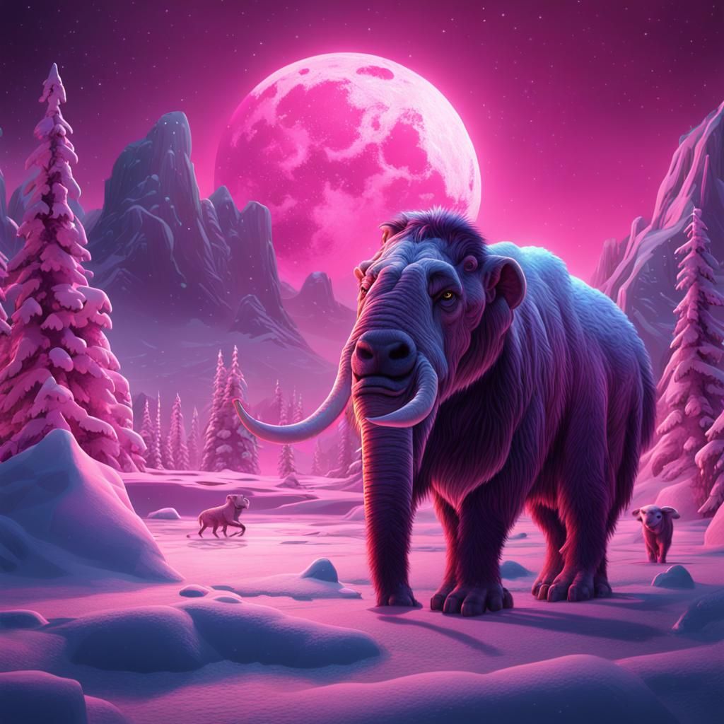 Pink Animal Struggles to Keep Warm in Ice Age