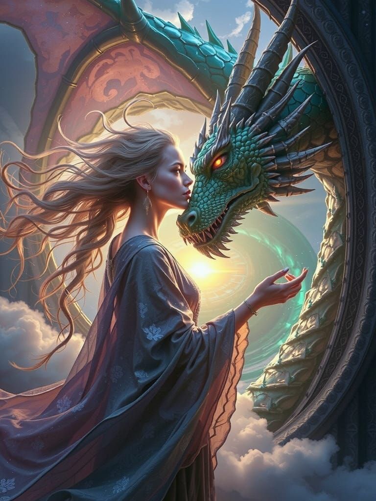 Regal Dragoness in Ancient Armor