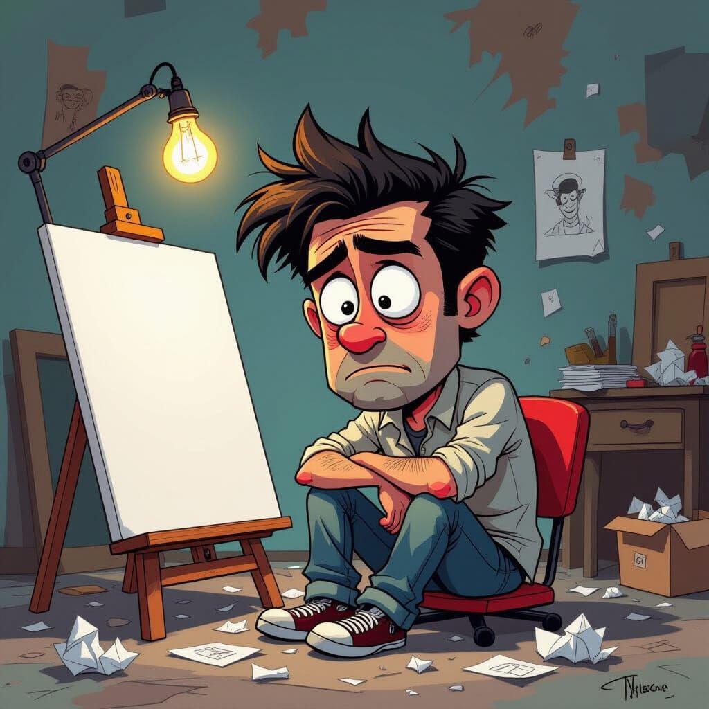 Artist's Block Humor: Blank Canvas Comic Style