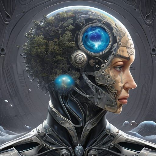 Surreal human robot art