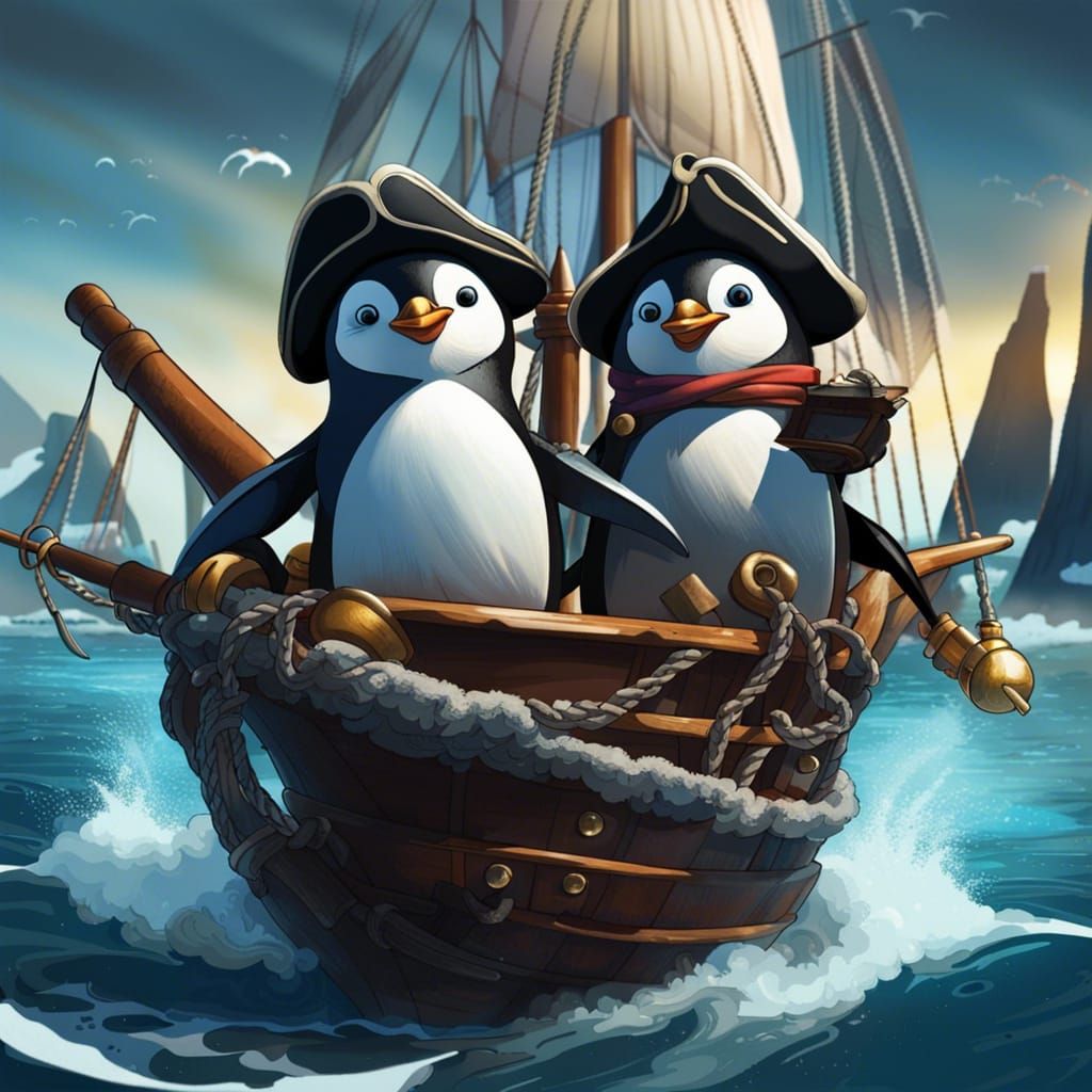 Penguins as Daring Pirates on the Icy Seas