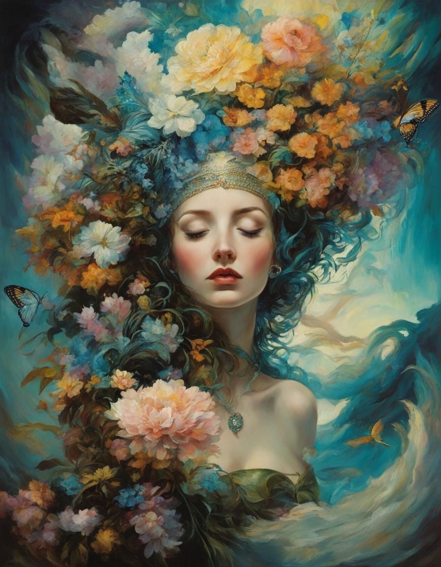 Woman with Eyes Closed Portrait