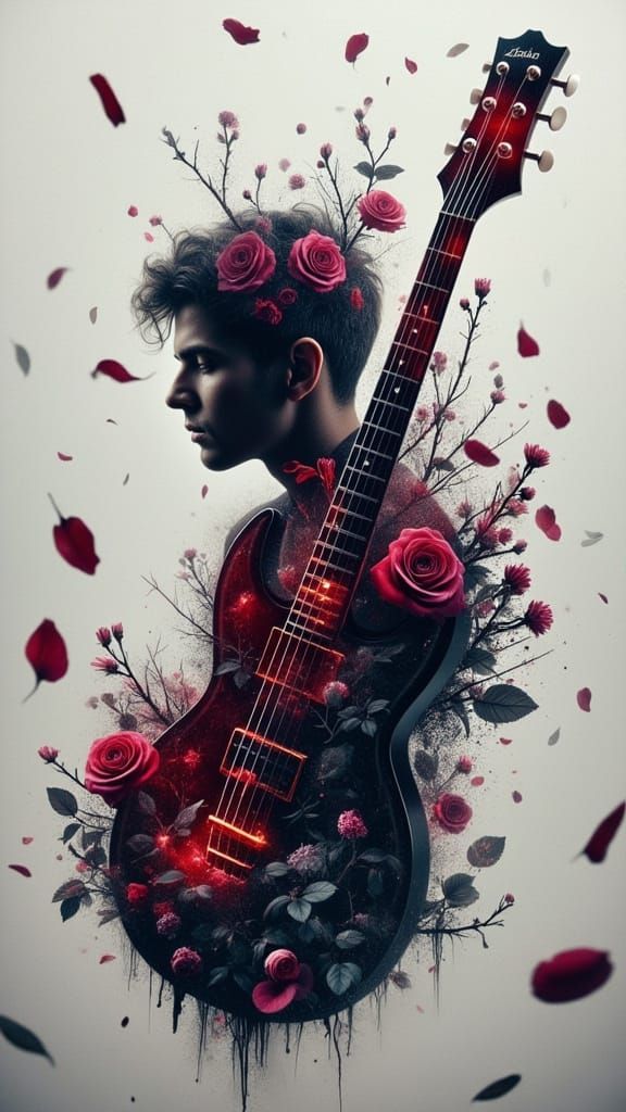 Surreal Gothic Heart Silhouette in Dark Snowy Cityscape