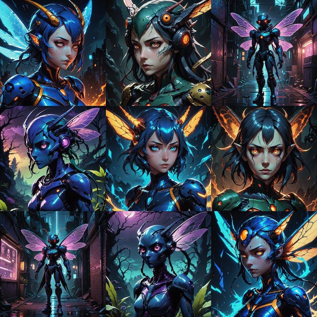 Eldritch Wasp Gardevoir in Dark Anime Style