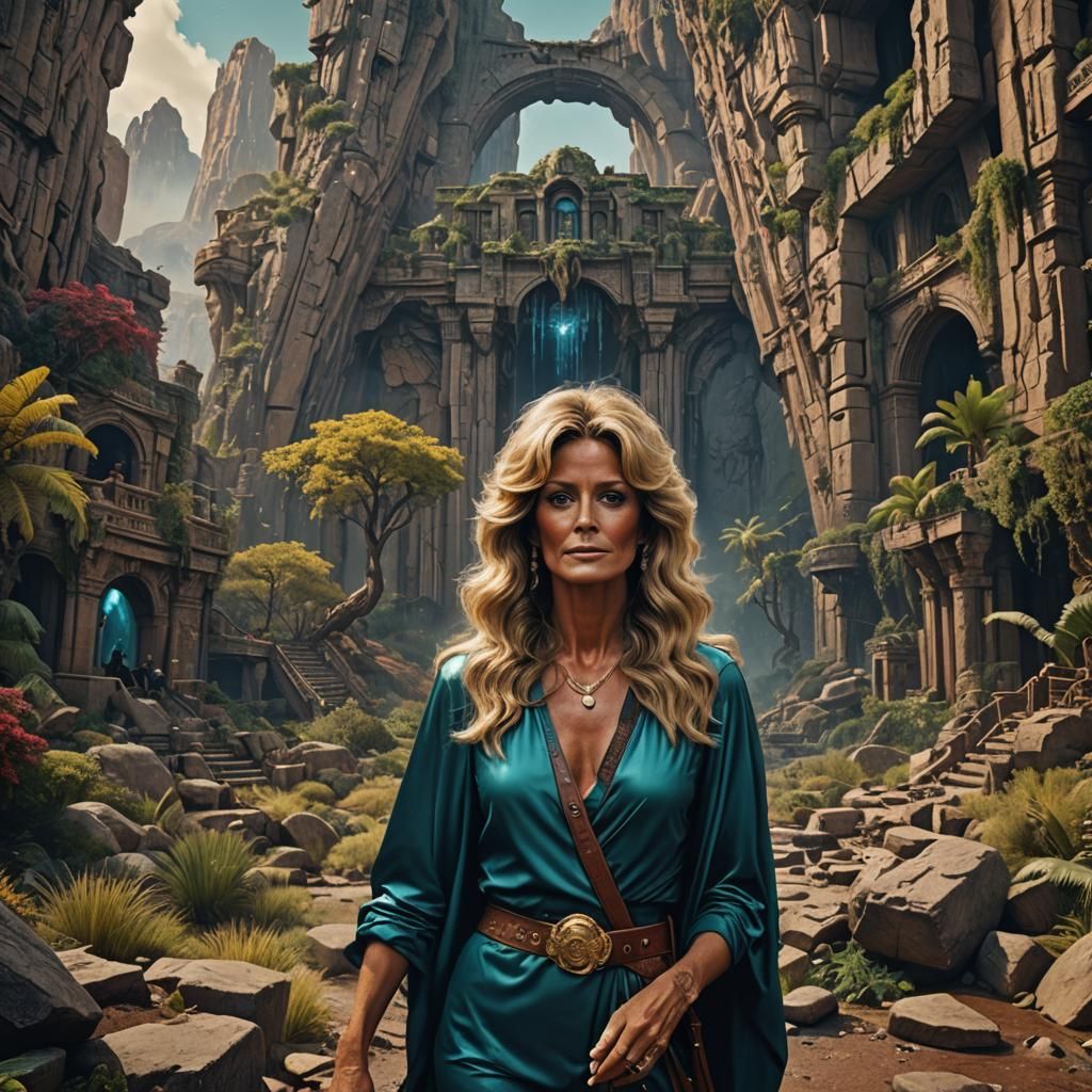 Farrah Fawcett Portrait in Detailed Matte Painting Style