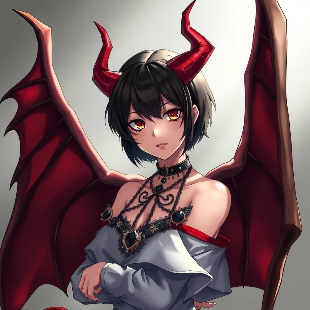 Anime Devil Woman with Wings and Tail