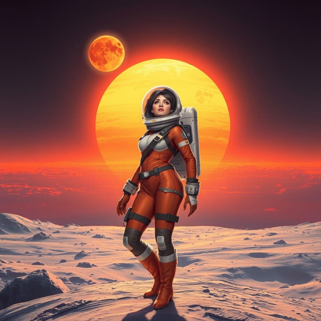 Stunning Space Explorer in Twin Suns Landscape