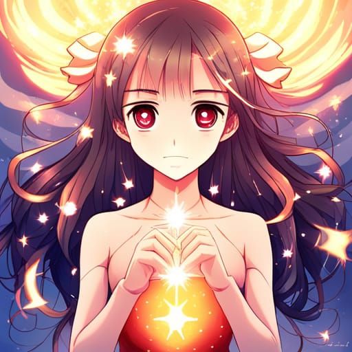 Sparkling Anime Girl in Manga Style