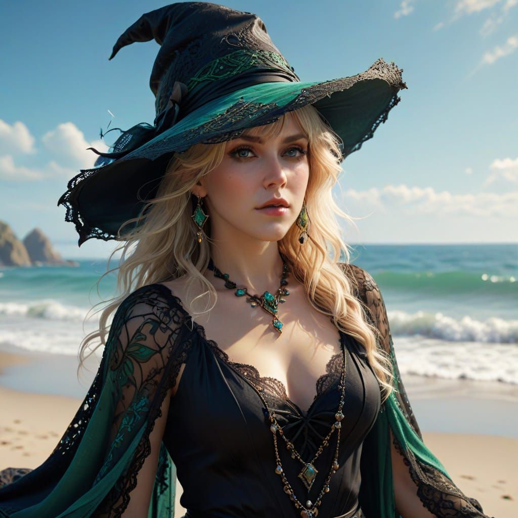 Stevie Nicks as a Witch in Dynamic Beach Portrait