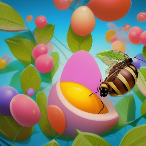 Teamwork Ants and Honeybee with Cotton Candy