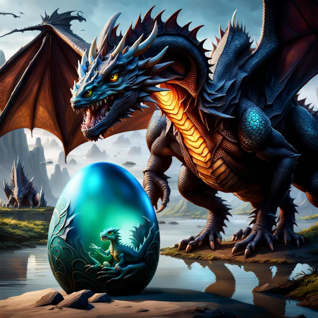 Dragon Hatching: A Detailed Matte Painting