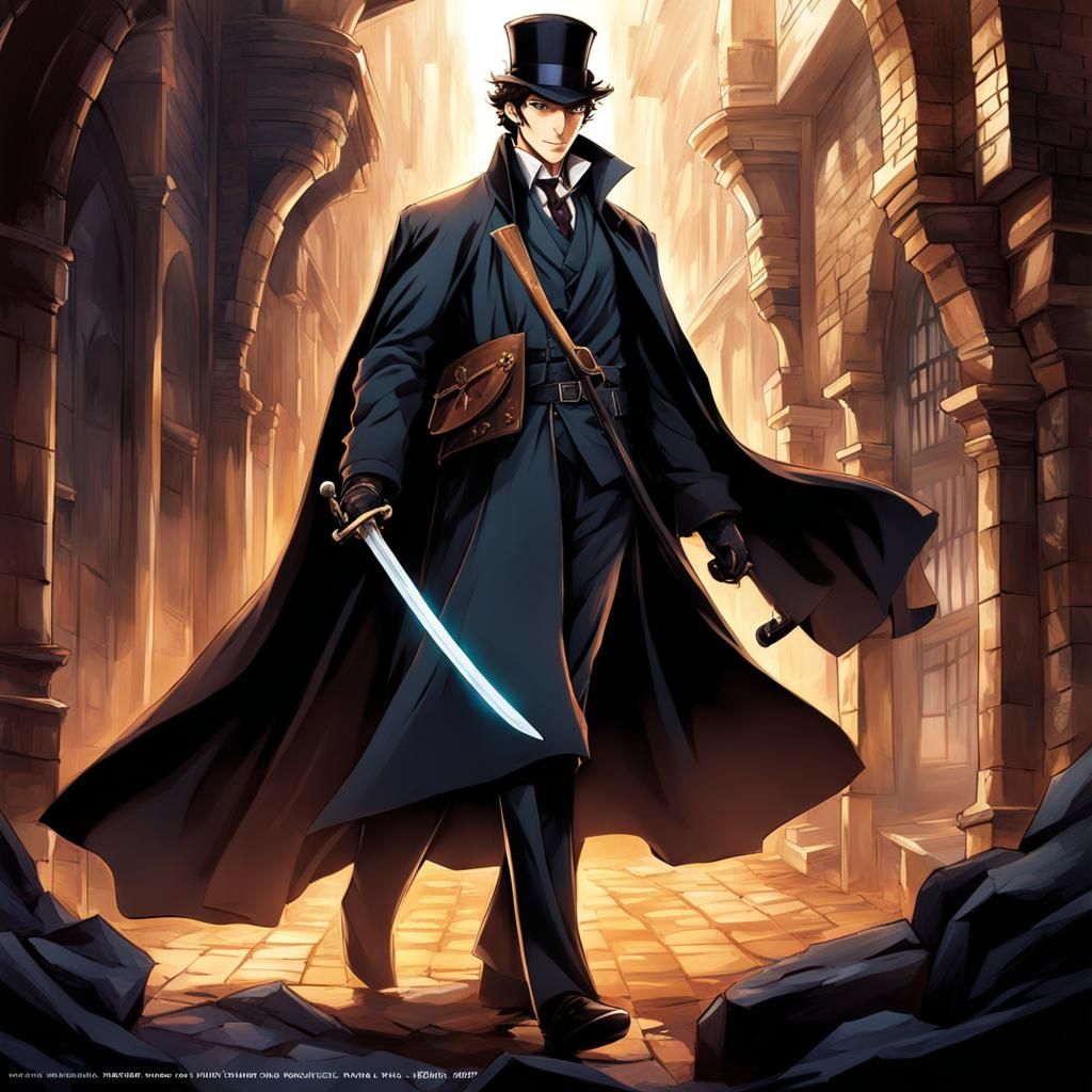 Sherlock Holmes in Dungeons and Dragons Anime Style
