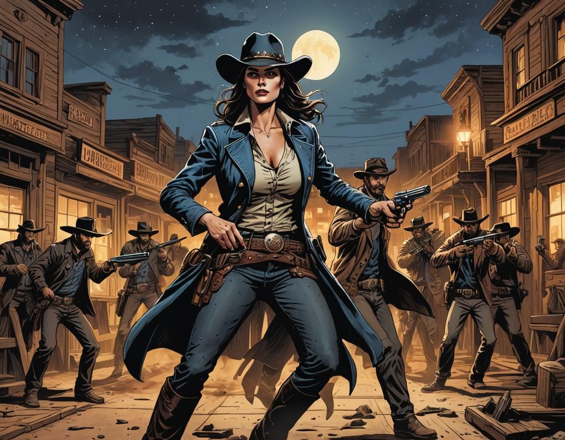 Morgan Webb as Gunslinger in Comic Book Style