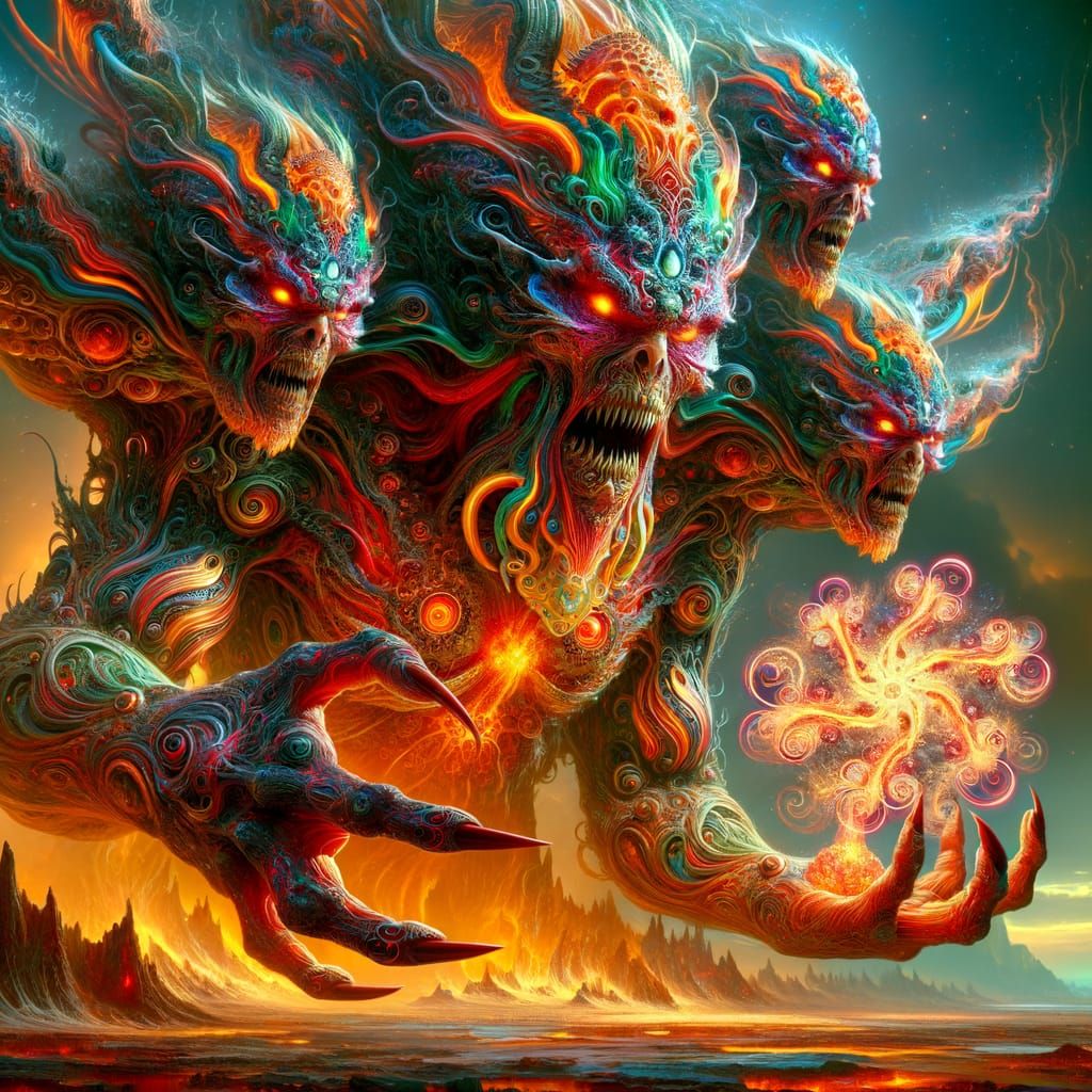 Gigantic, Multifaceted Creature Unleashes Cosmic Energy on a...