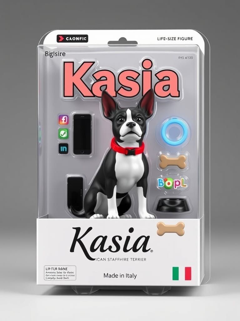 Vibrant American Staffordshire Terrier Figurine in Modern Pa...